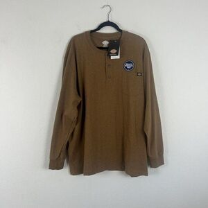 Dickies Heavyweight Long Sleeve Henley Tee Men’s size 2XL Brown Duck Heather NWT